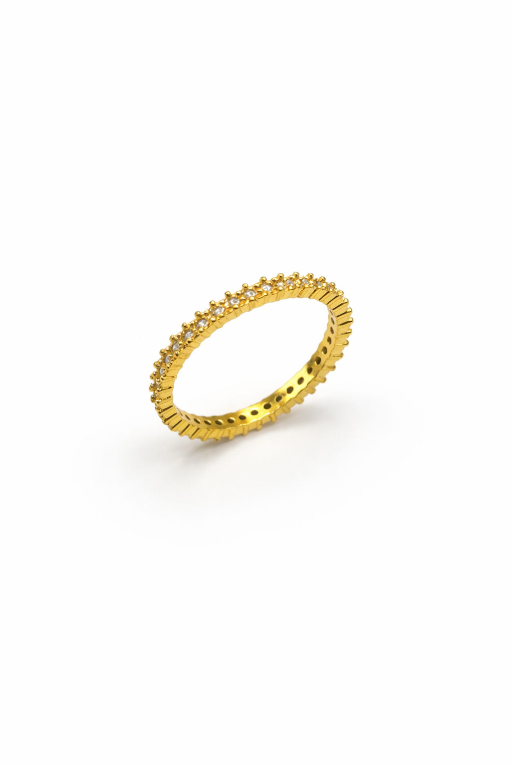 Slim Crystal Eternity Band Ring – Gold Colored