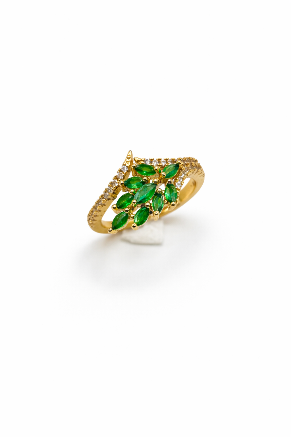 Emerald Cluster Leaf Ring – Gold Colored