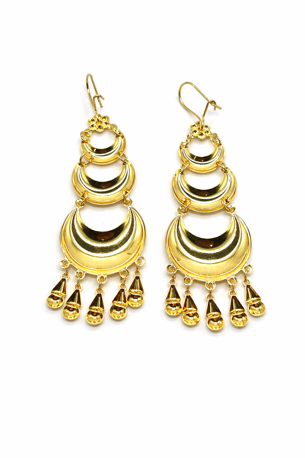 Layered Crescent Drop Earrings – Gold Colored.