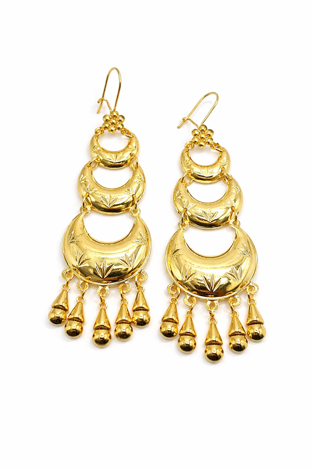 Layered Crescent Drop Earrings – Gold Colored.