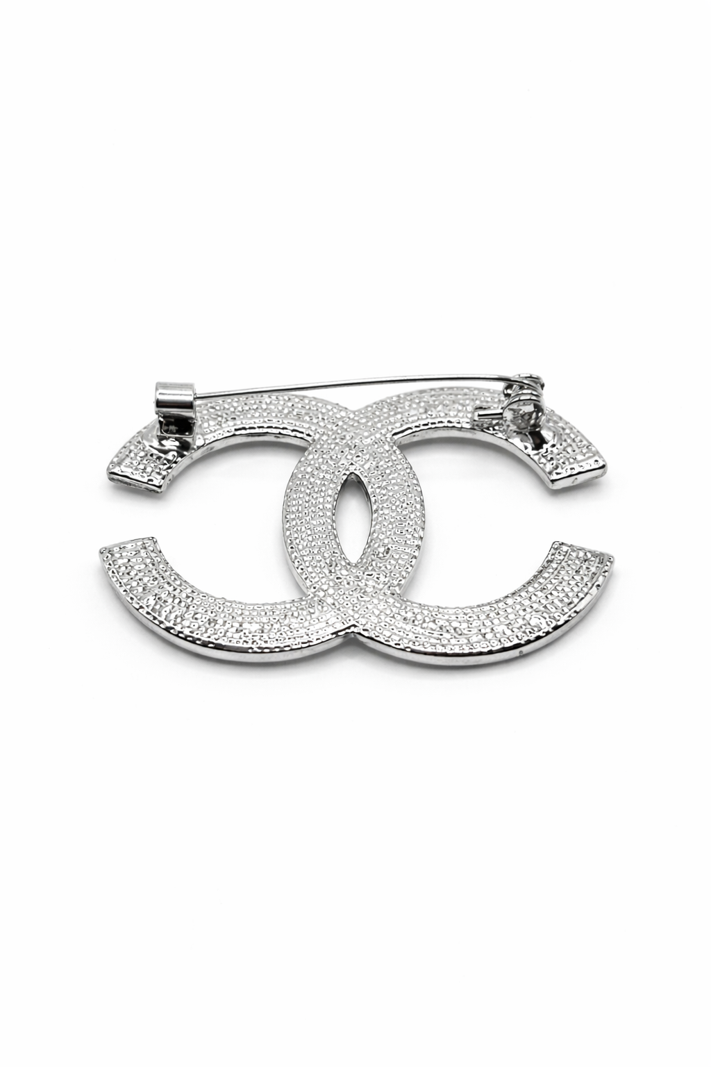 Silver-Tone Crystal Double Curve Brooch