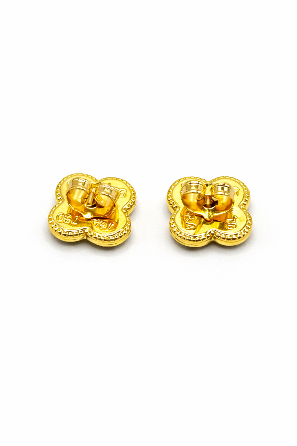 Clover Stud Earrings – Black & Gold Colored