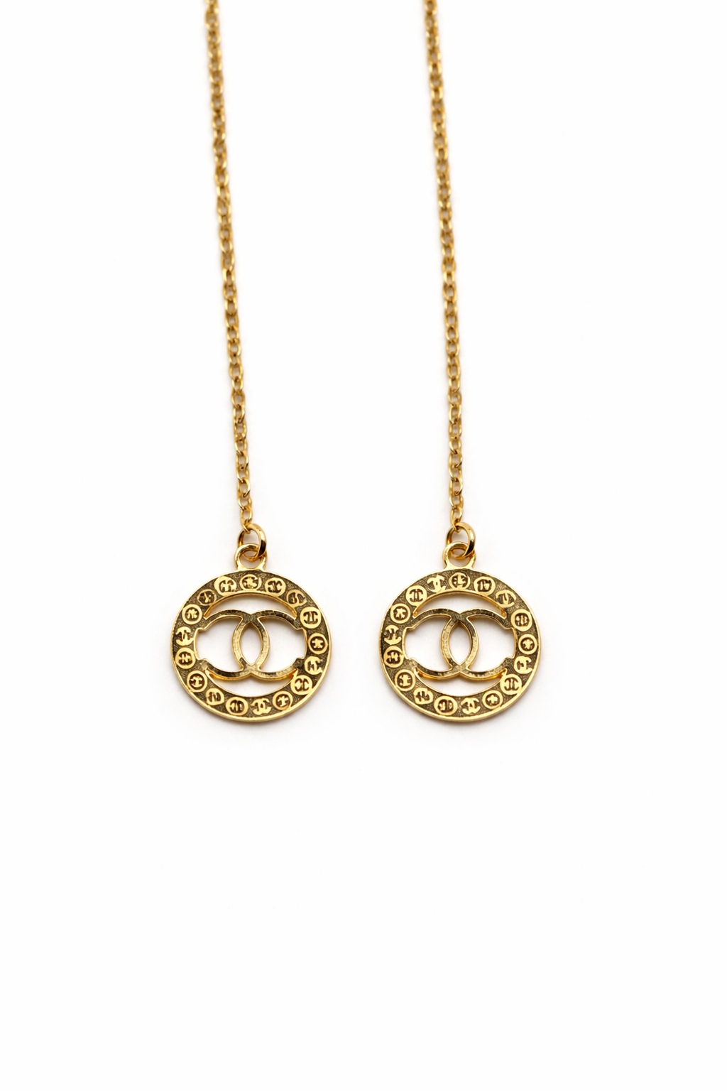 Double Circle Monogram Drop Earrings – Gold Colored.