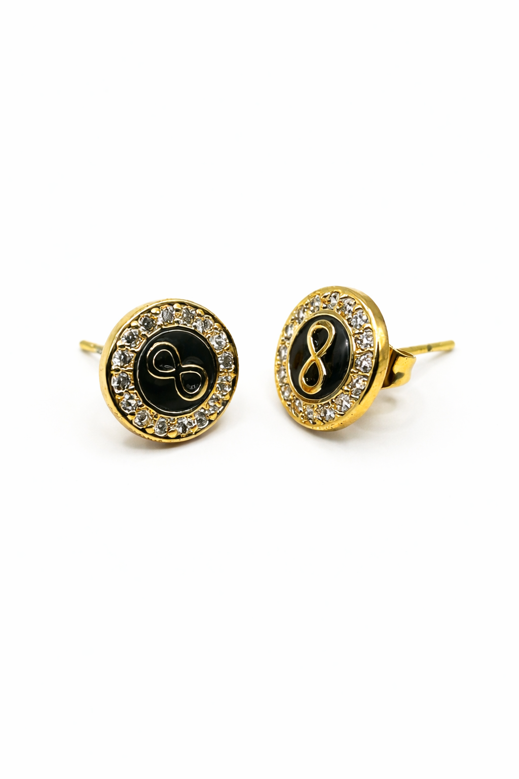 Infinity Halo Stud Earrings – Gold Colored.