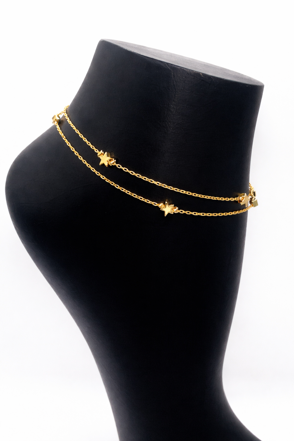 Double Layer Star Chain Anklet – Gold Colored