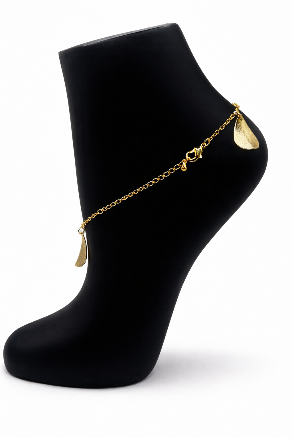 Teardrop Charm Chain Anklet – Gold Colored