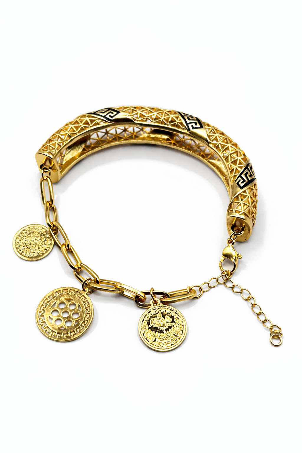 Geometric Ottoman Pattern Bracelet – Gold Colored