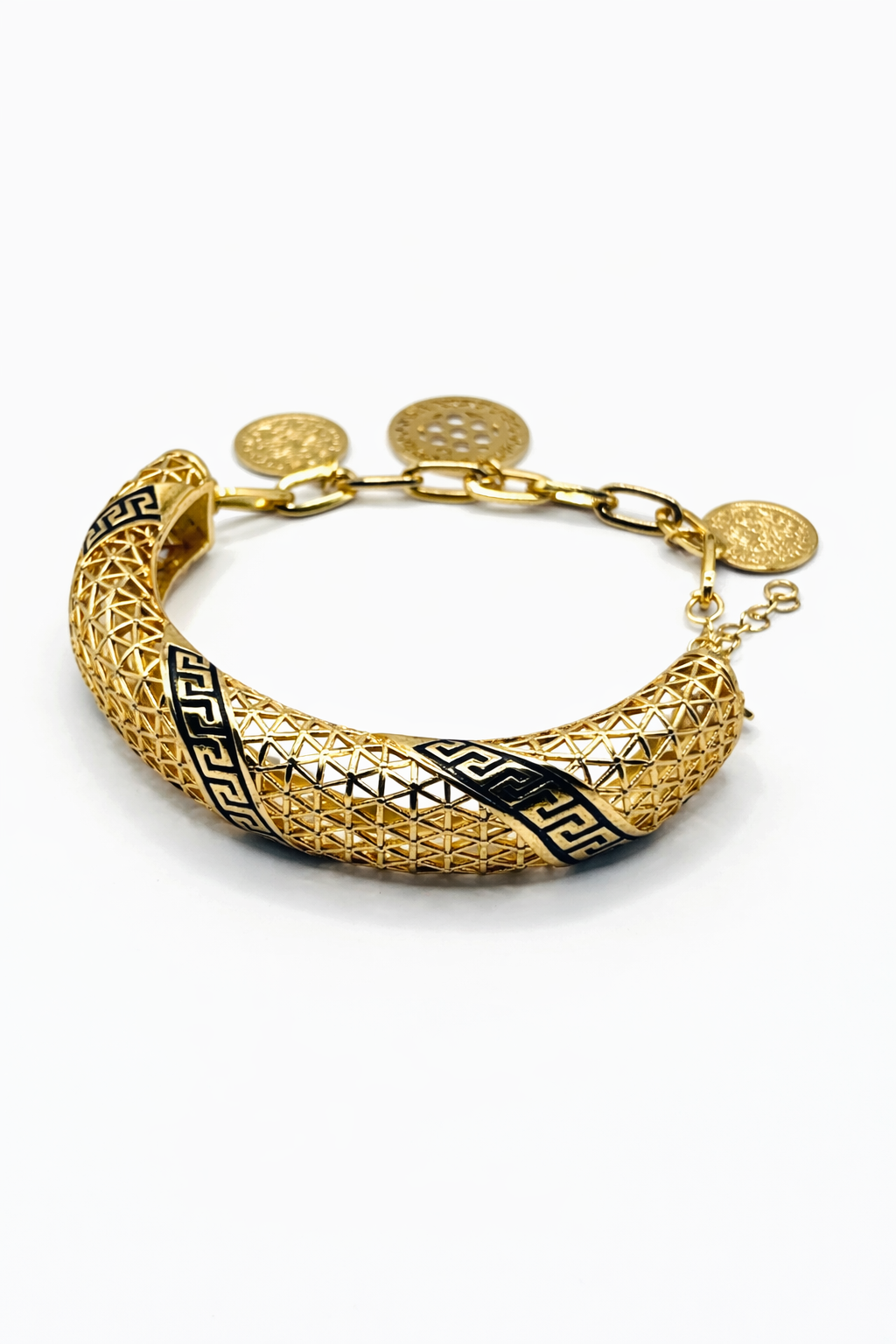 Geometric Ottoman Pattern Bracelet – Gold Colored