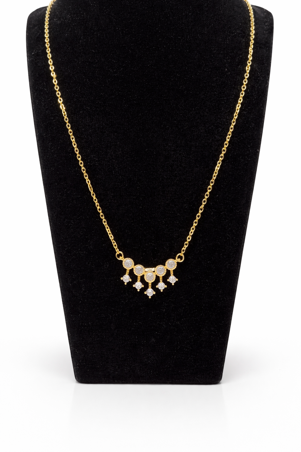 Crystal Drop Fringe Necklace – Gold Colored