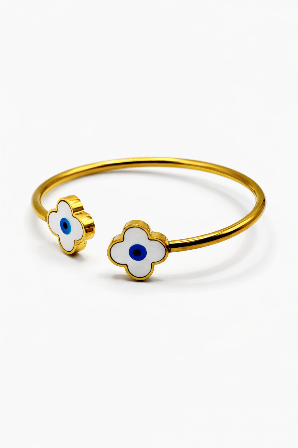 White Clover Bangle Bracelet – Gold Colored