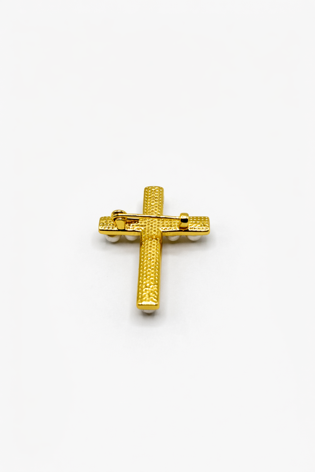 Pearl Cross Brooch – Gold Colored