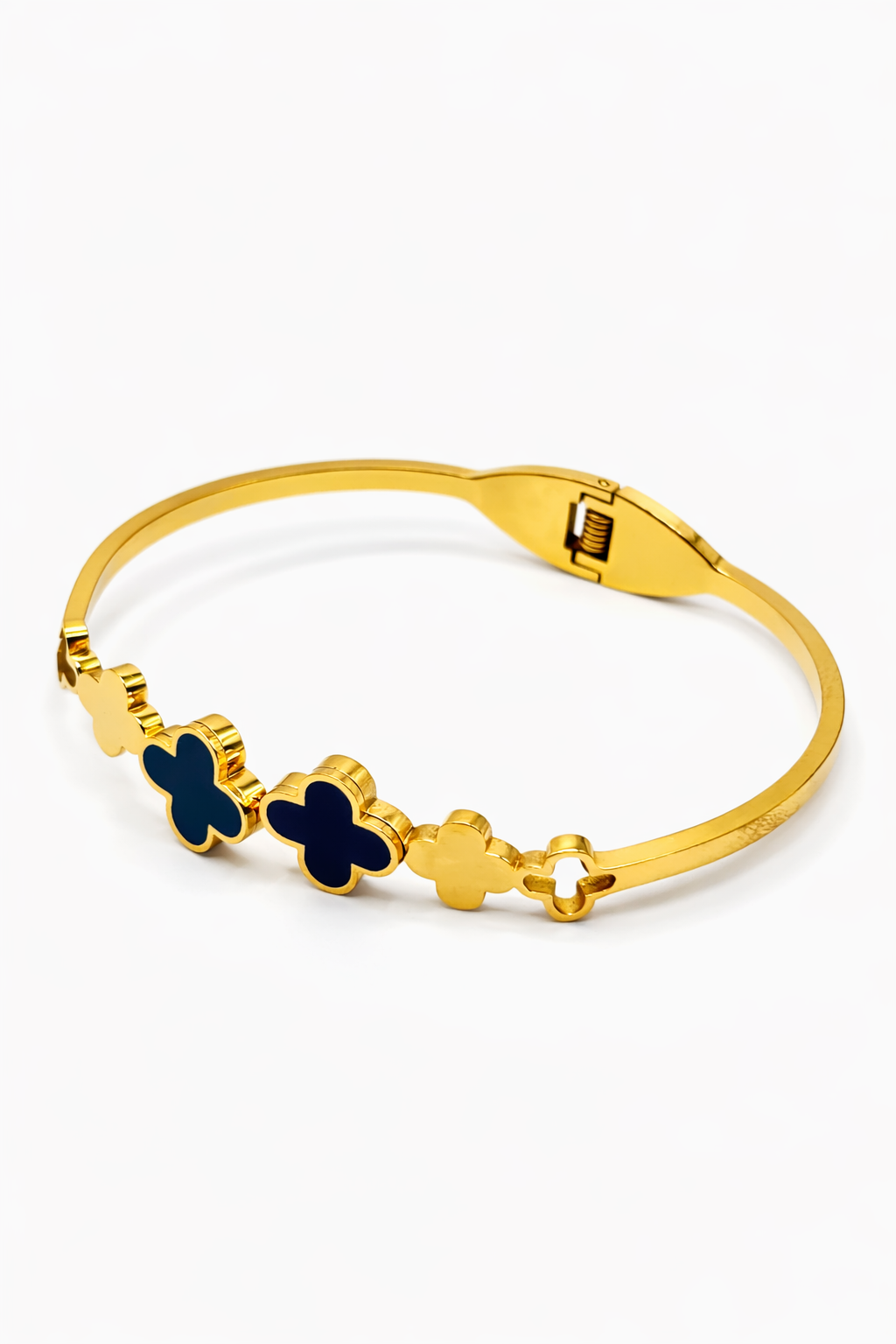 Clover Enamel Bangle Bracelet – Gold Colored