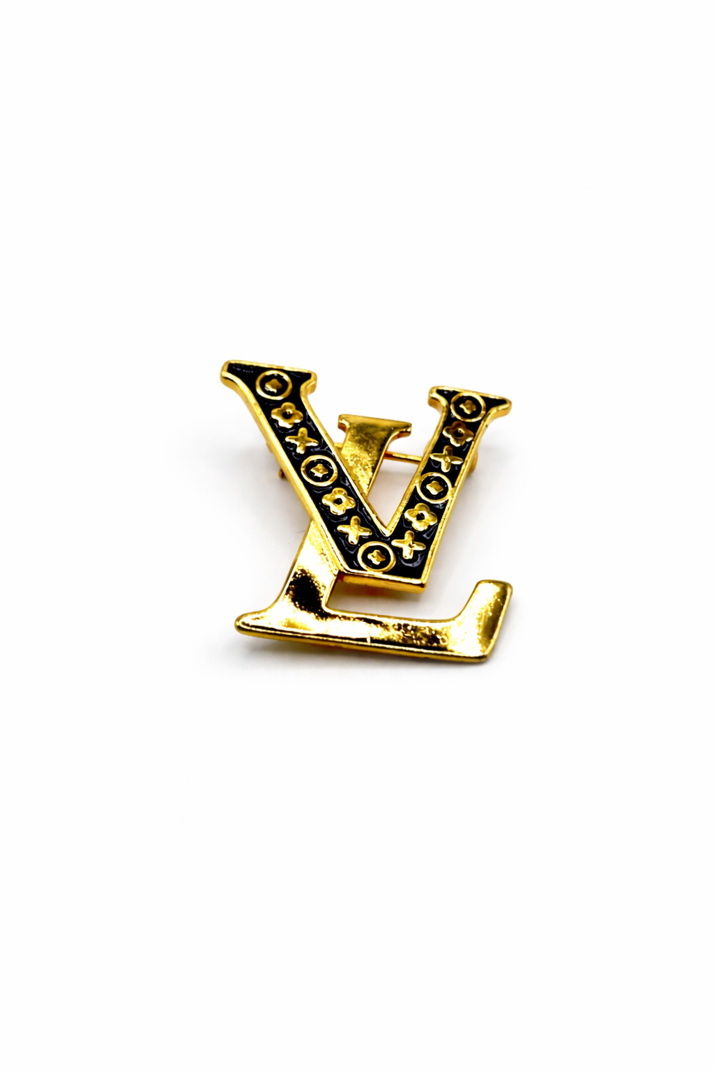 Monogram-Style Letter Brooch – Gold Colored