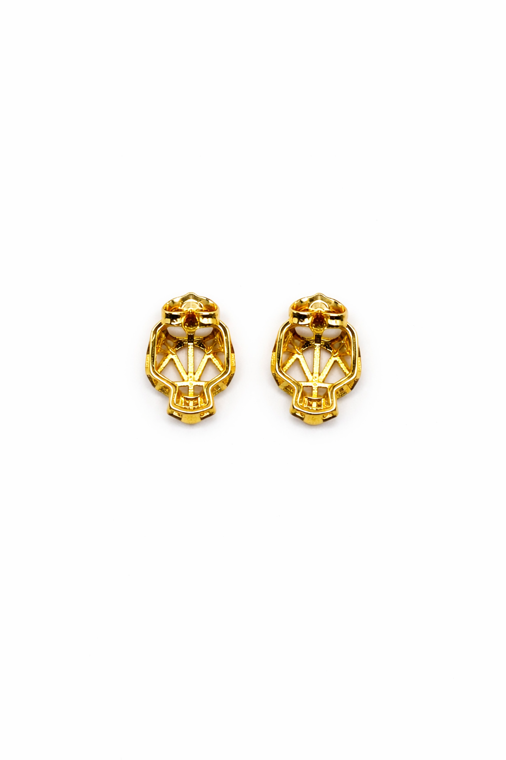 Geometric Panther Stud Earrings – Gold Colored.