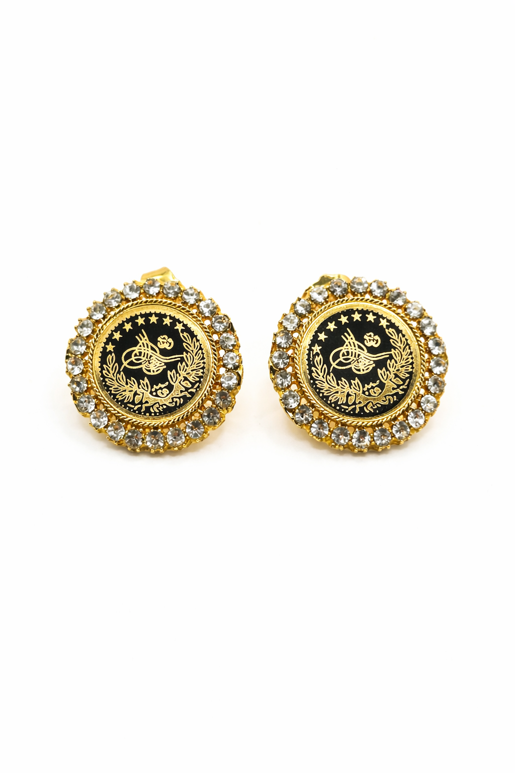 Coin Halo Stud Earrings – Gold Colored