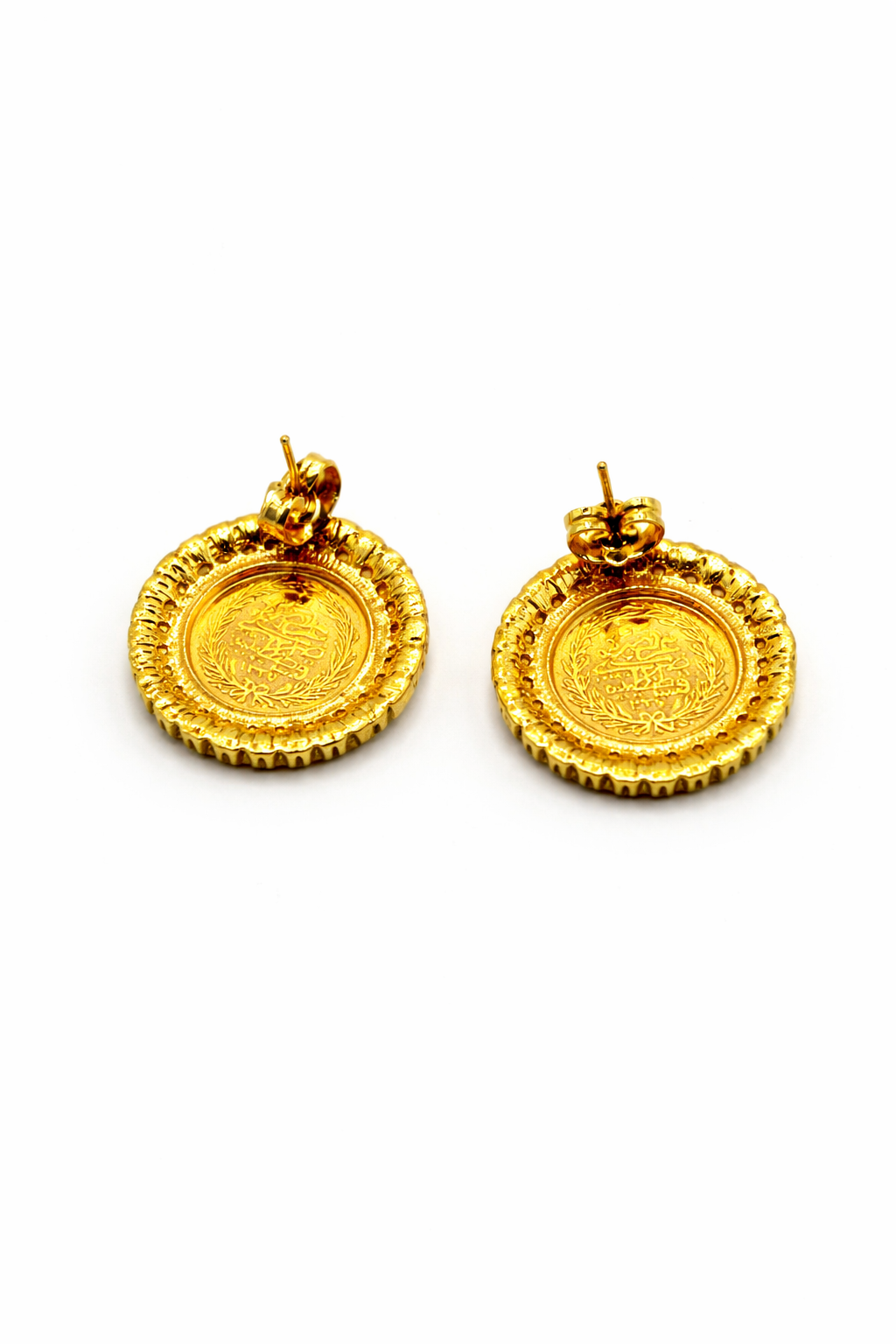 Coin Halo Stud Earrings – Gold Colored