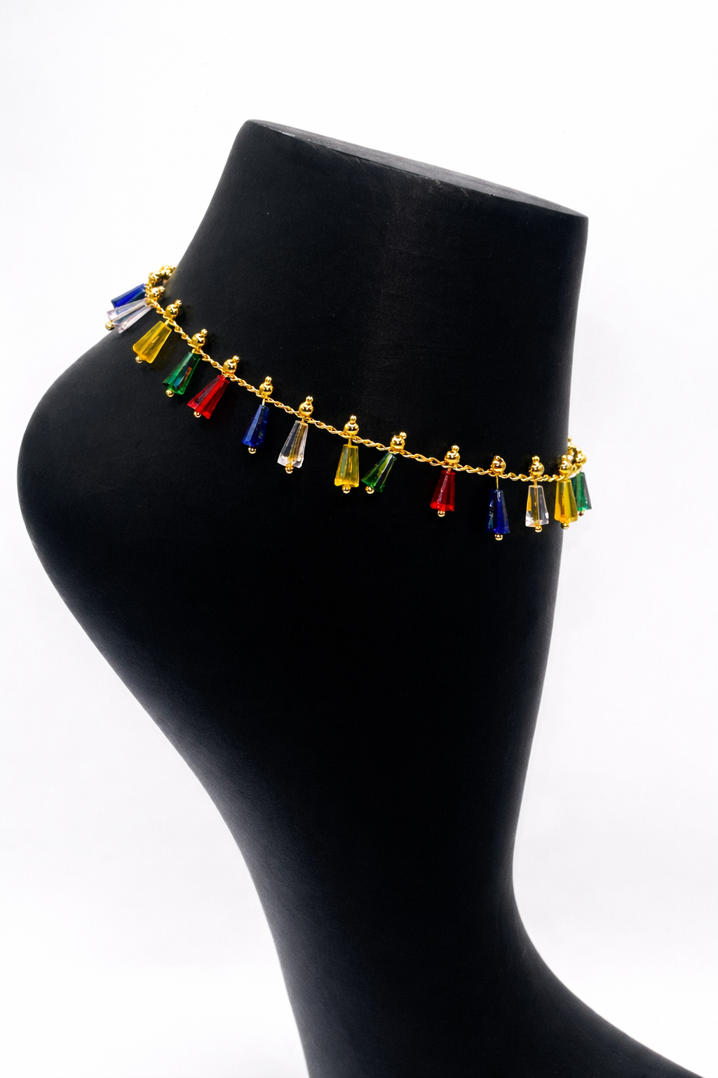 Colorful Floral Pearl Anklet – Gold Colored
