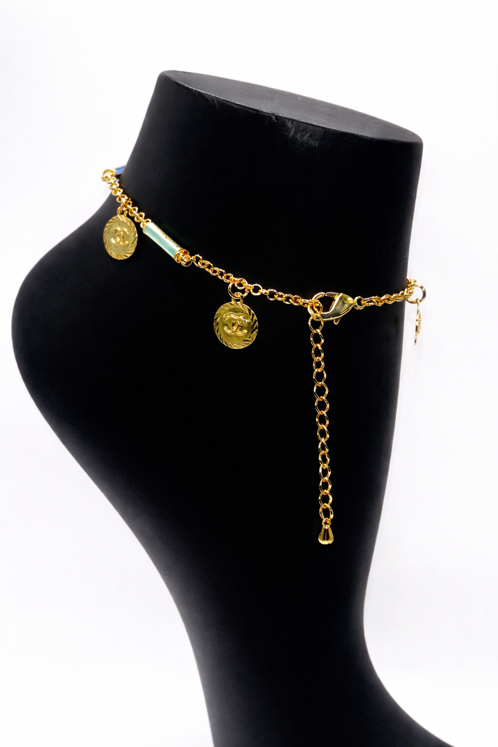 Turquoise Bar Coin Drop Anklet – Gold Colored