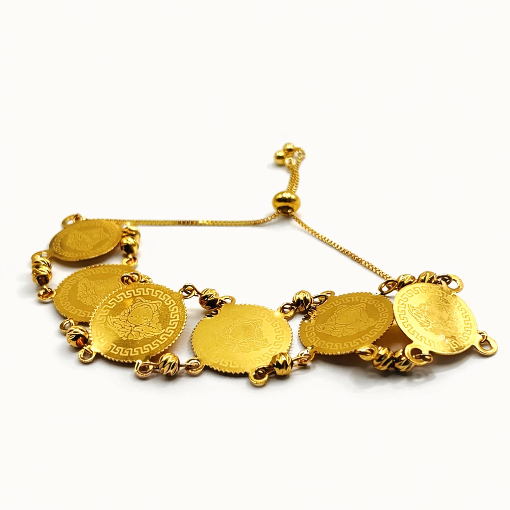 Multi Coin Adjustable Slider Bracelet – Gold Colored