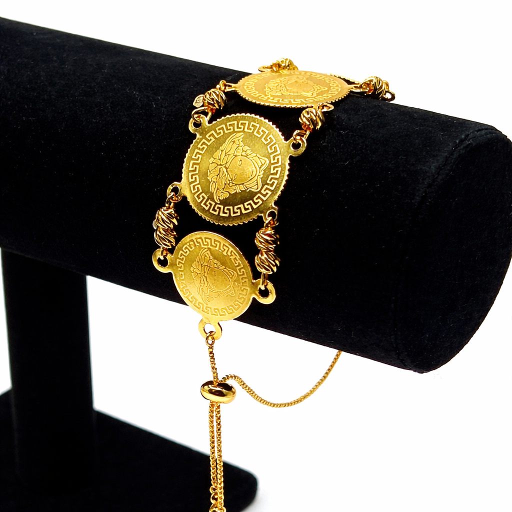 Multi Coin Adjustable Slider Bracelet – Gold Colored