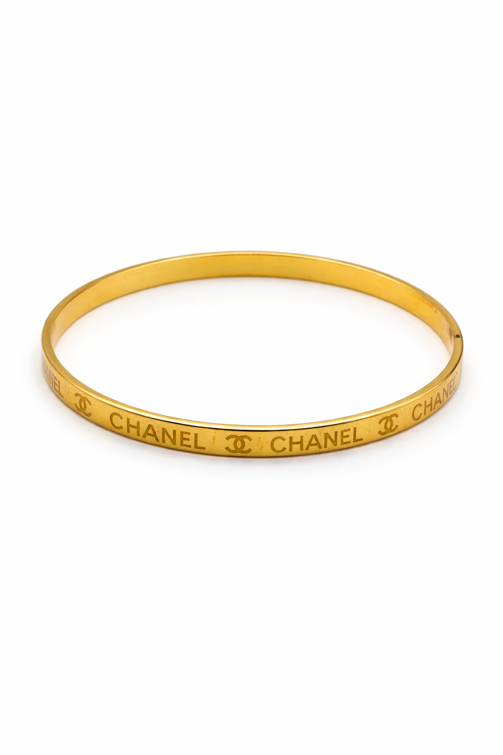 Engraved Logo Bangle Bracelet – Gold Colored