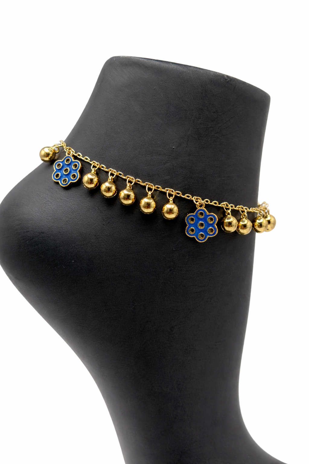 Floral Charm Drop Necklace with Bell Accents – Gold Colored