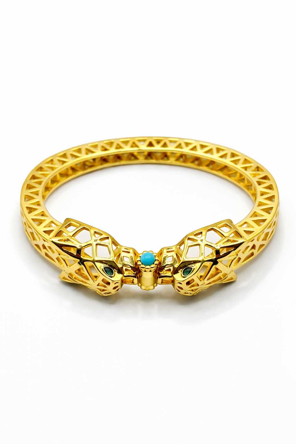 Royal Panther Lattice Bangle – Gold Colored