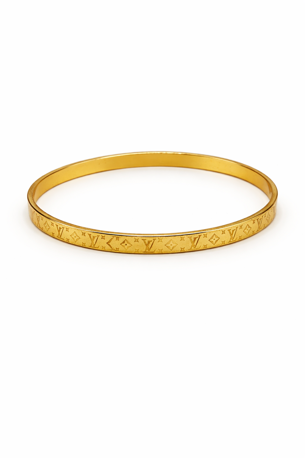 Monogram Pattern Slim Bangle – Gold Colored