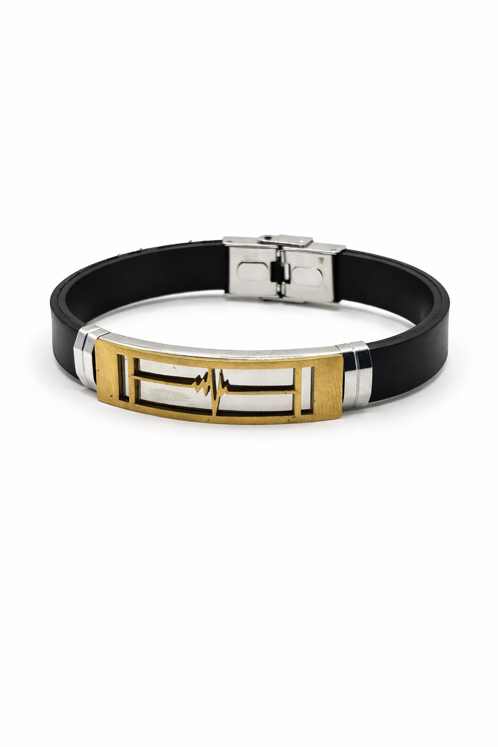 Heartbeat Accent Leather Bracelet – Gold Colored