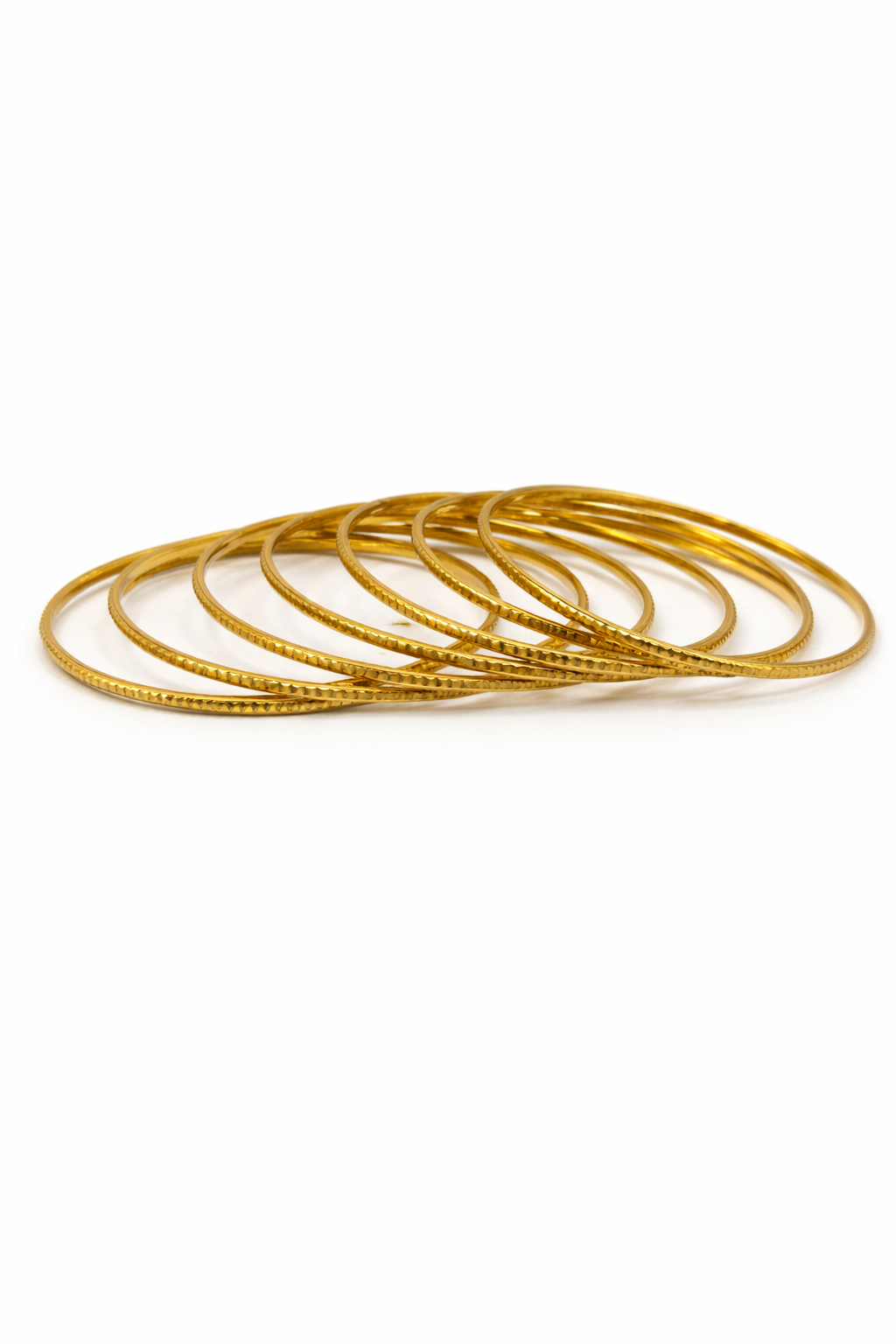Kids Multi Stack Textured Bangle Set – Gold Colored