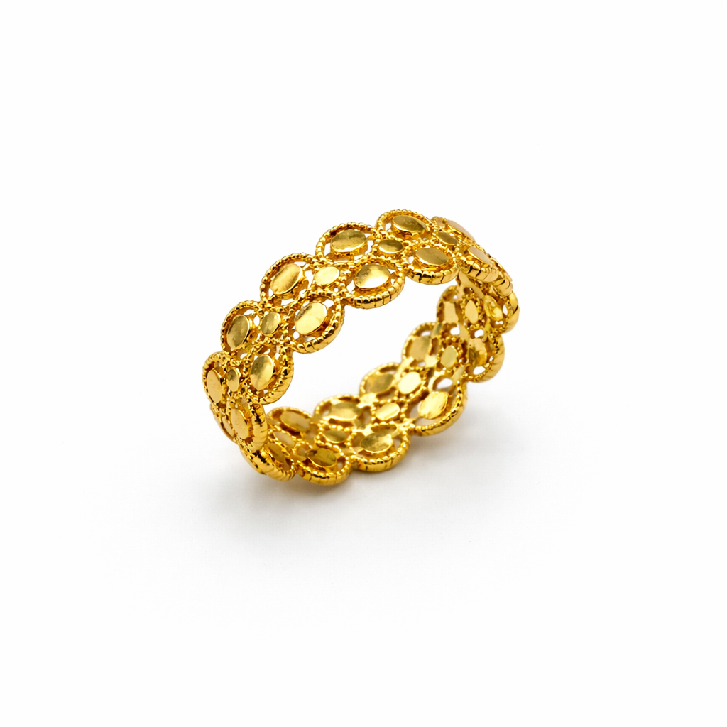 Openwork Oval Link Gold Band Ring