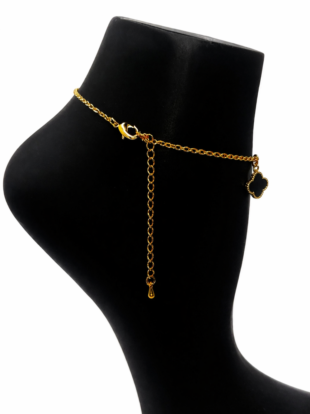 Black Clover Drop Charm Anklet – Gold Colored