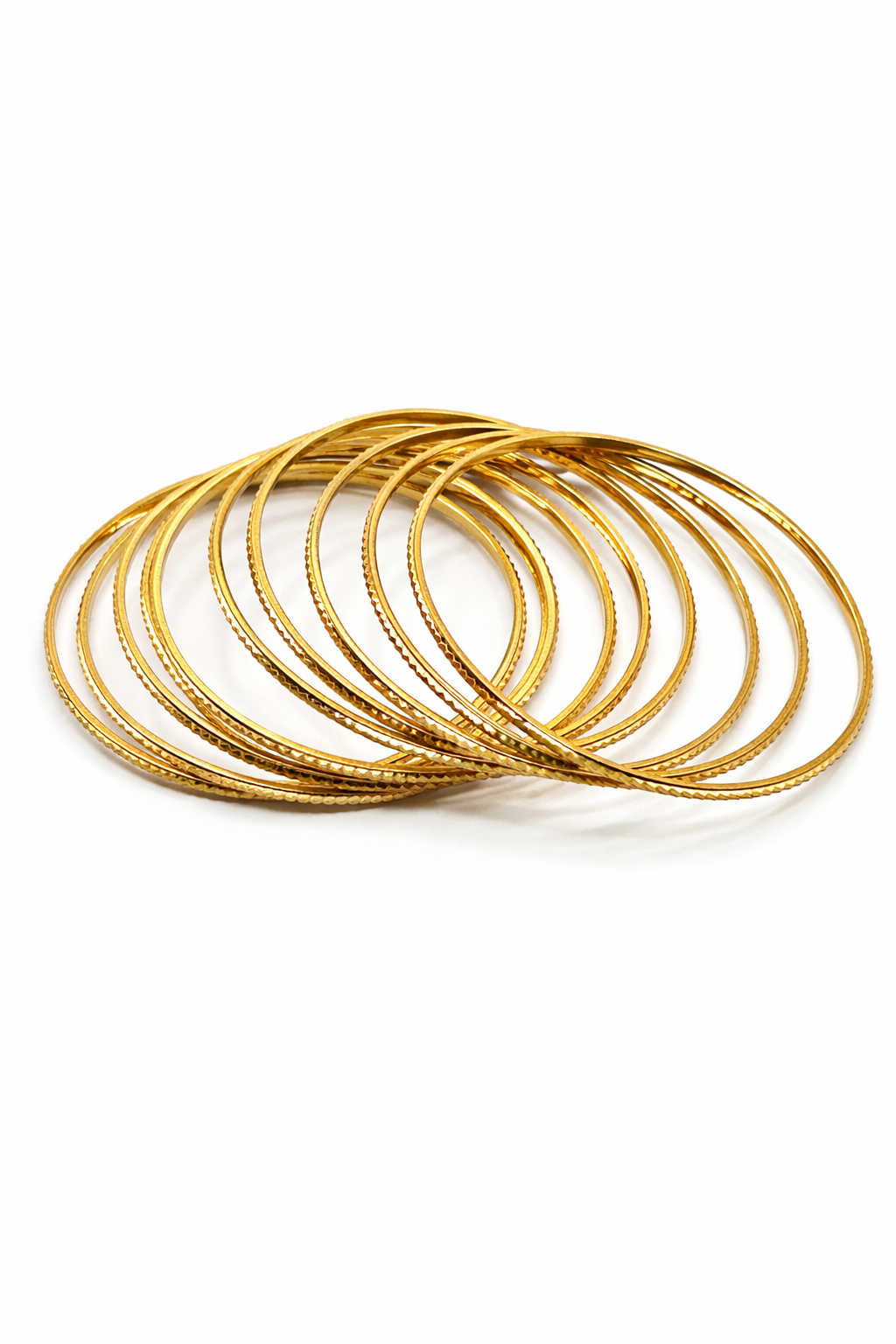 Textured Stackable Bangle Set – Gold Colored