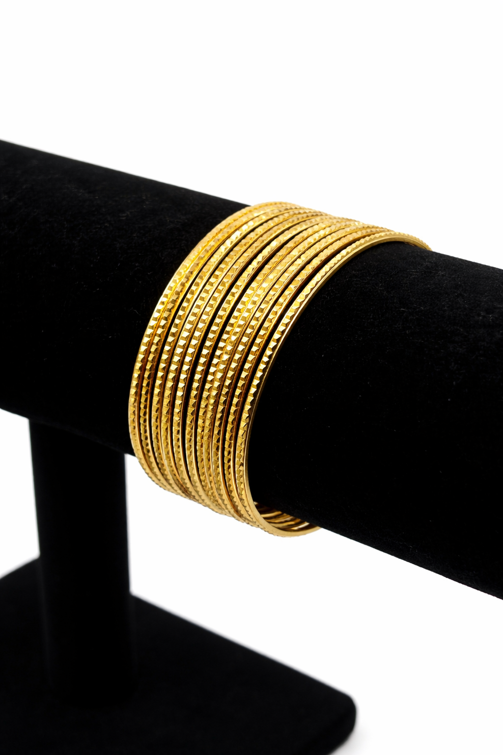 Textured Stackable Bangle Set – Gold Colored