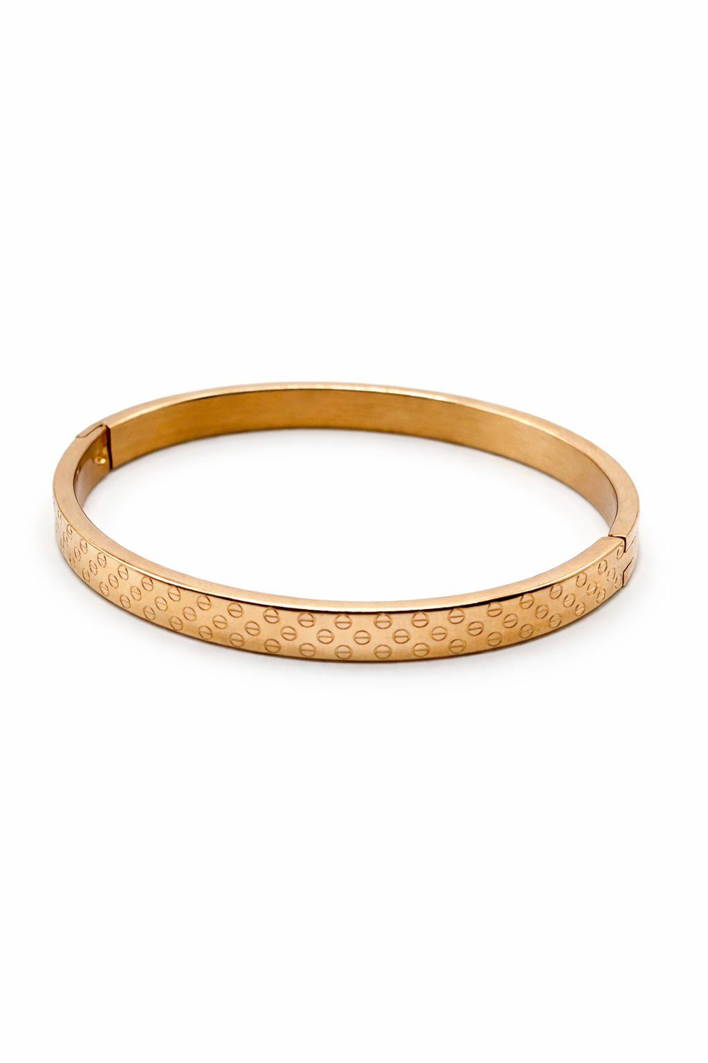 Textured Screw Motif Bangle – Gold Colored