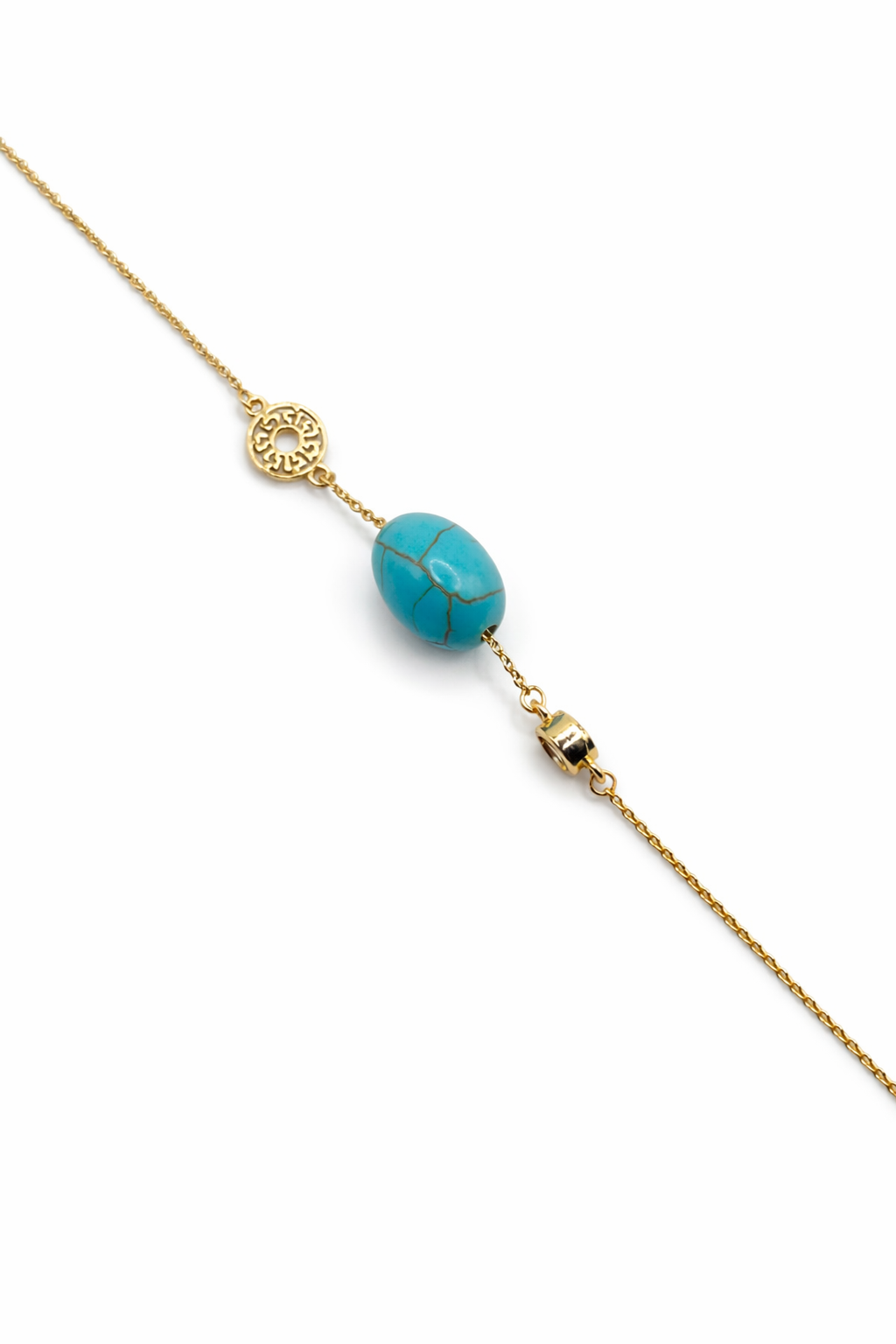 Turquoise Stone Charm Bracelet – Gold Colored