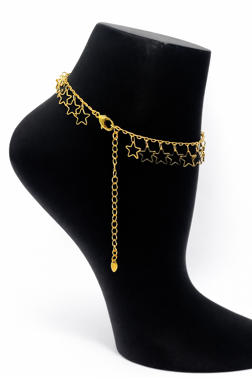 Open Star Outline Charm Anklet – Gold Colored