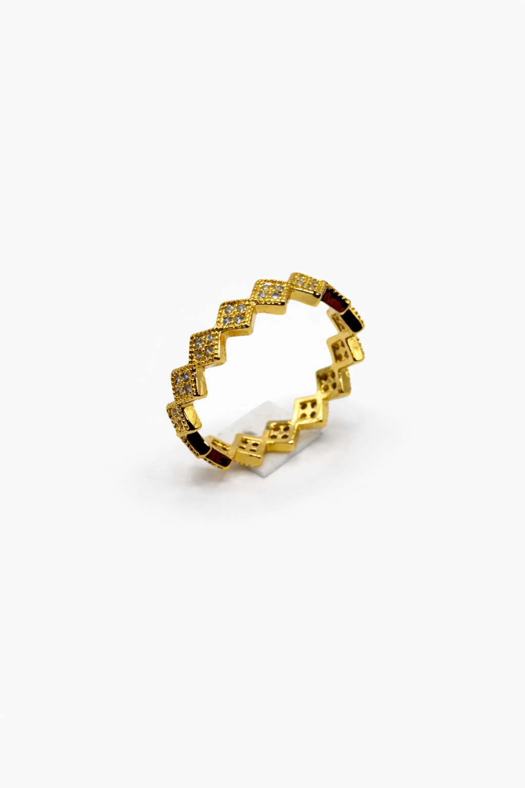 Zigzag Crystal Eternity Gold Ring