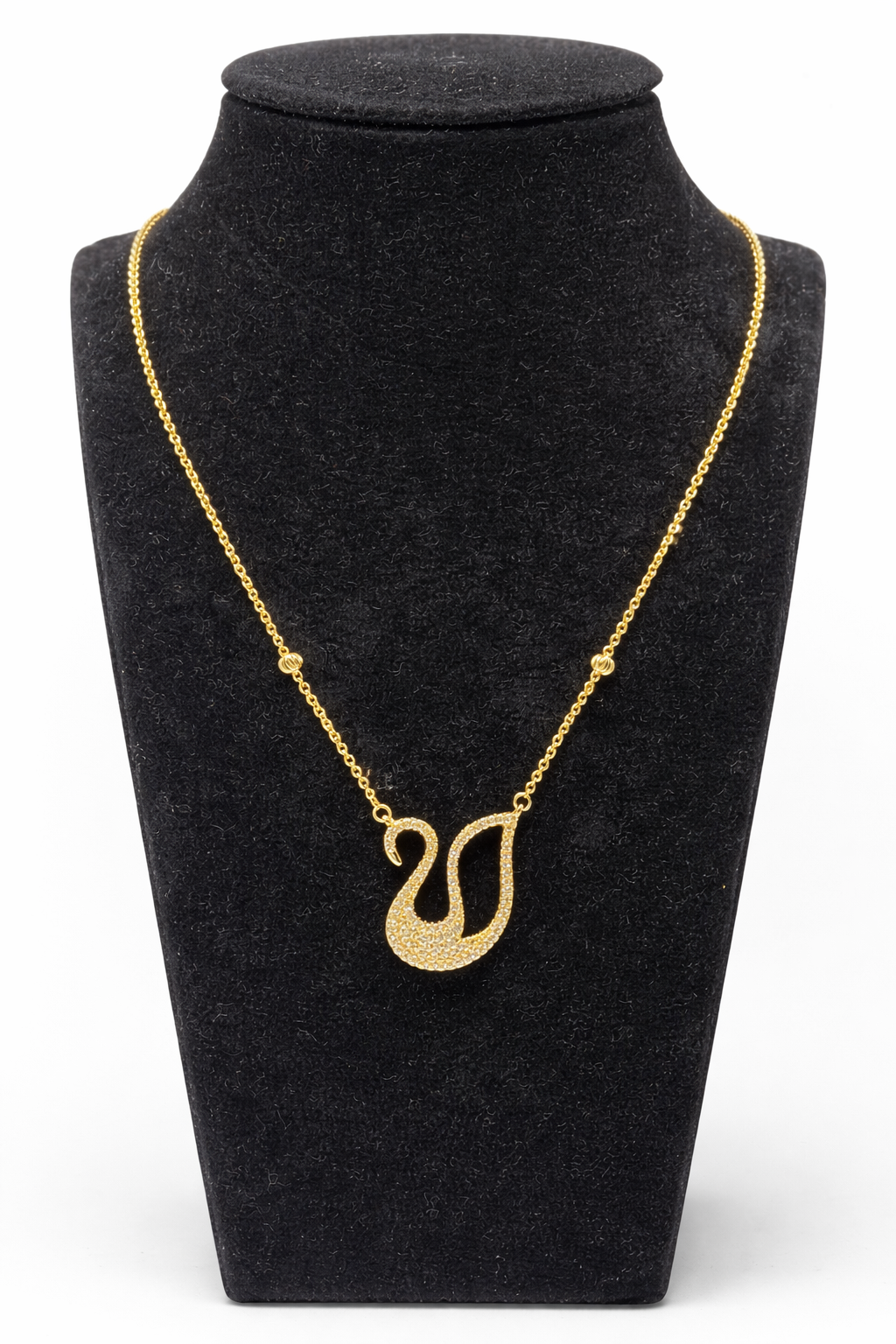 Crystal Swan Pendant Necklace – Gold Colored