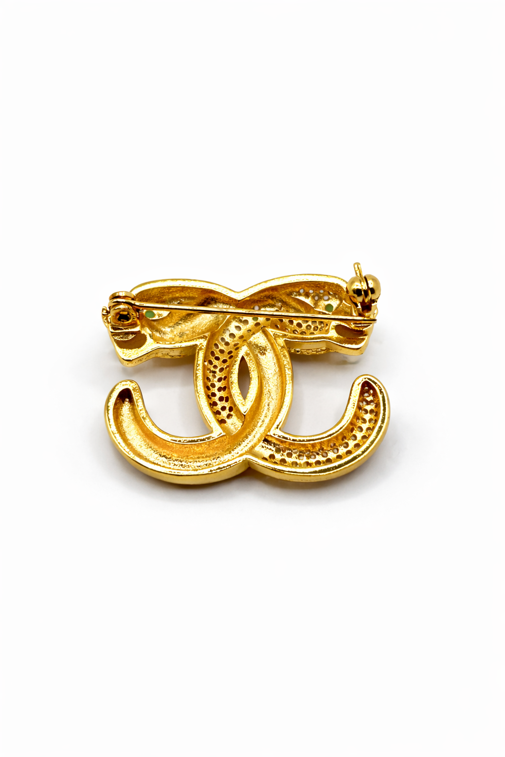 Crystal Panther Double Curve Brooch – Gold Colored