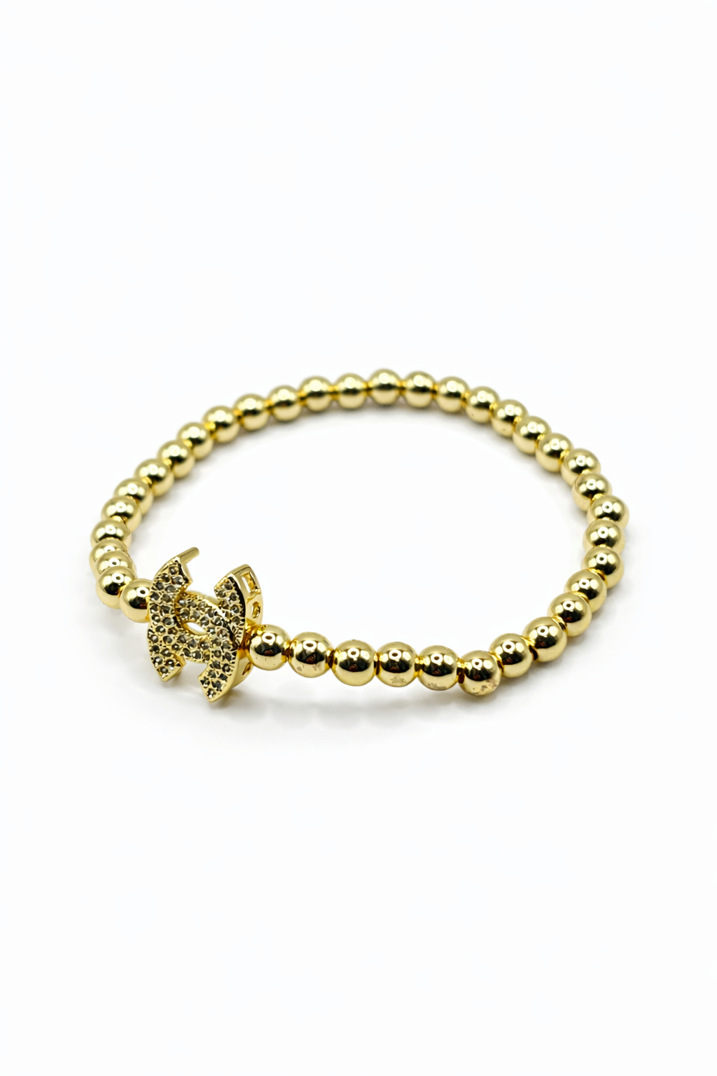 Crystal Double C Beaded Bracelet – Gold colored