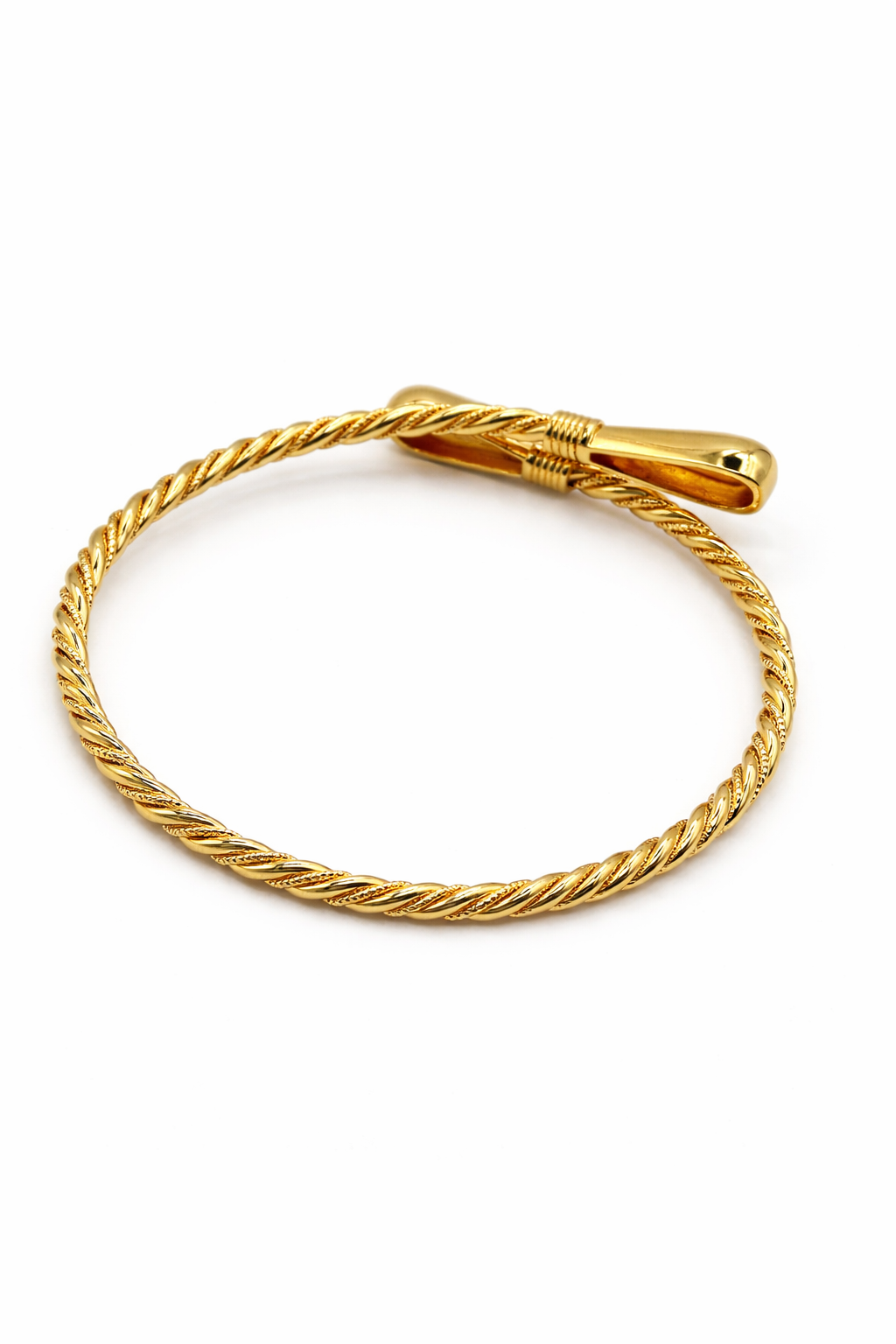 Twisted Rope Open Cuff Bracelet – Gold Colored