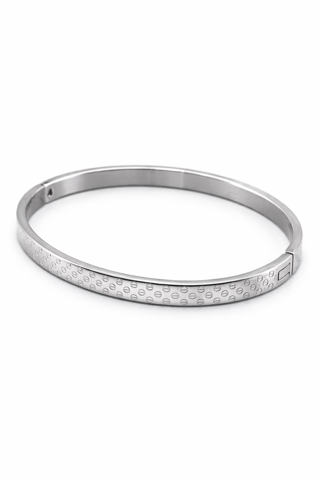 Minimalist Textured Bangle Bracelet – Silver Tone