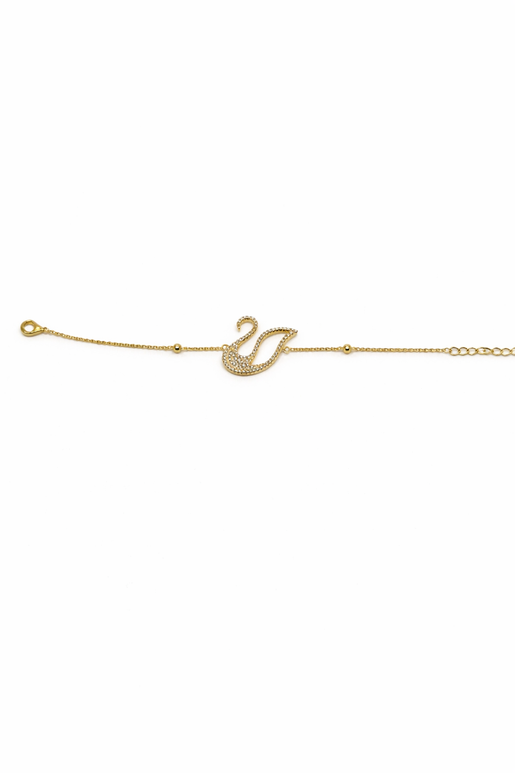 Swan Pendant Bracelet with Crystal Detailing – Gold Colored