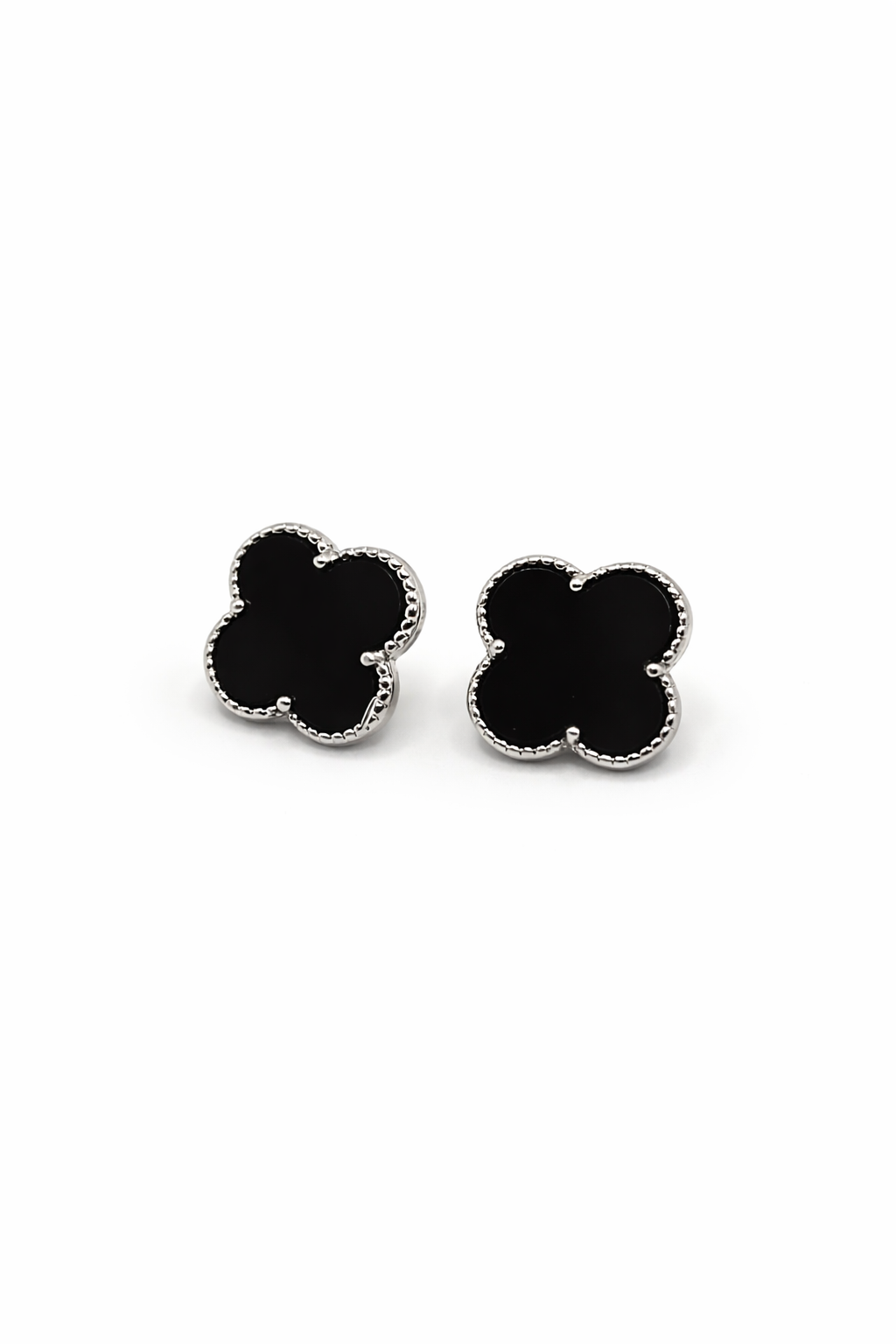 Clover Stud Earrings – Gold Colored & Black