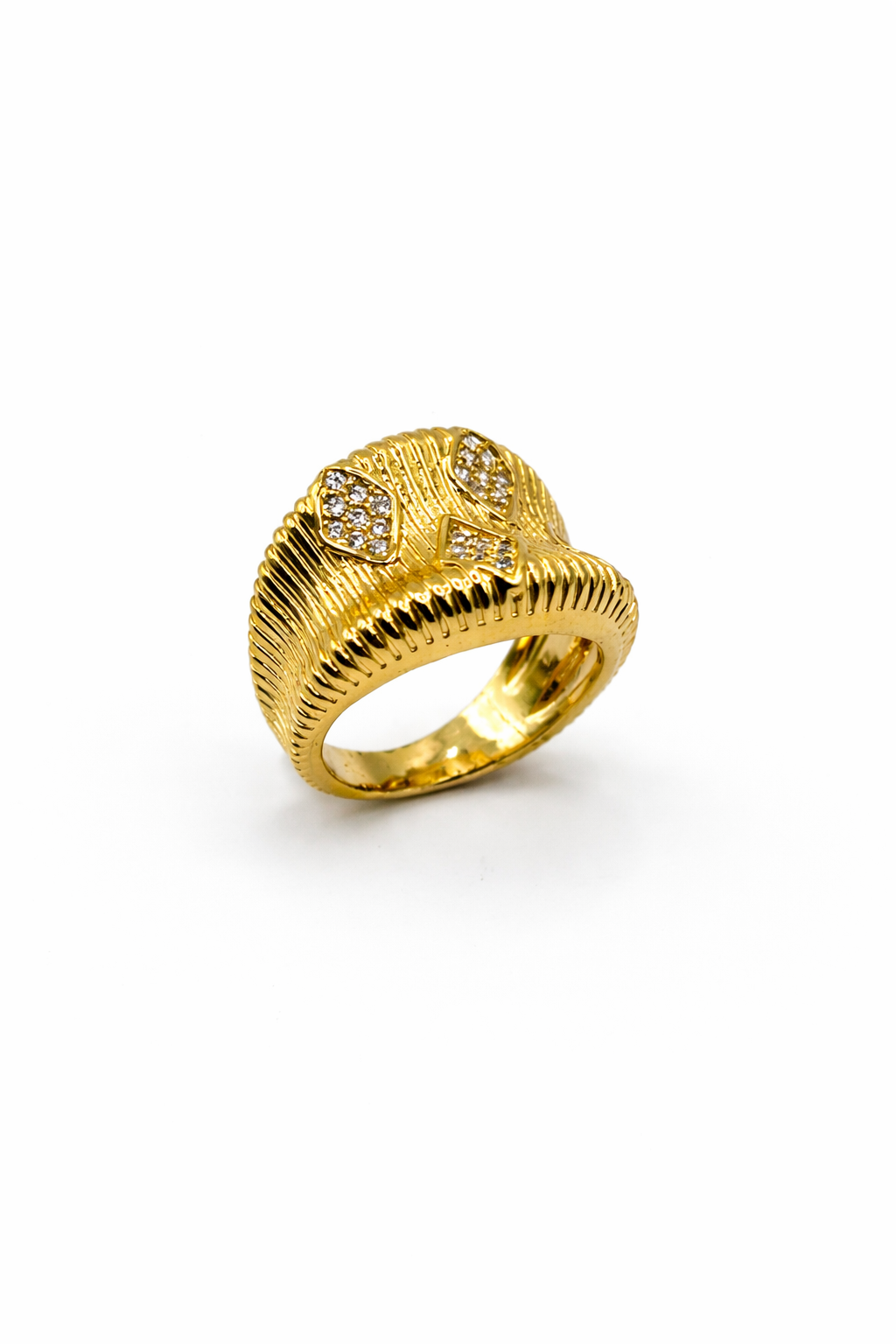 Textured Dome Crystal Accent Ring – Gold Colored