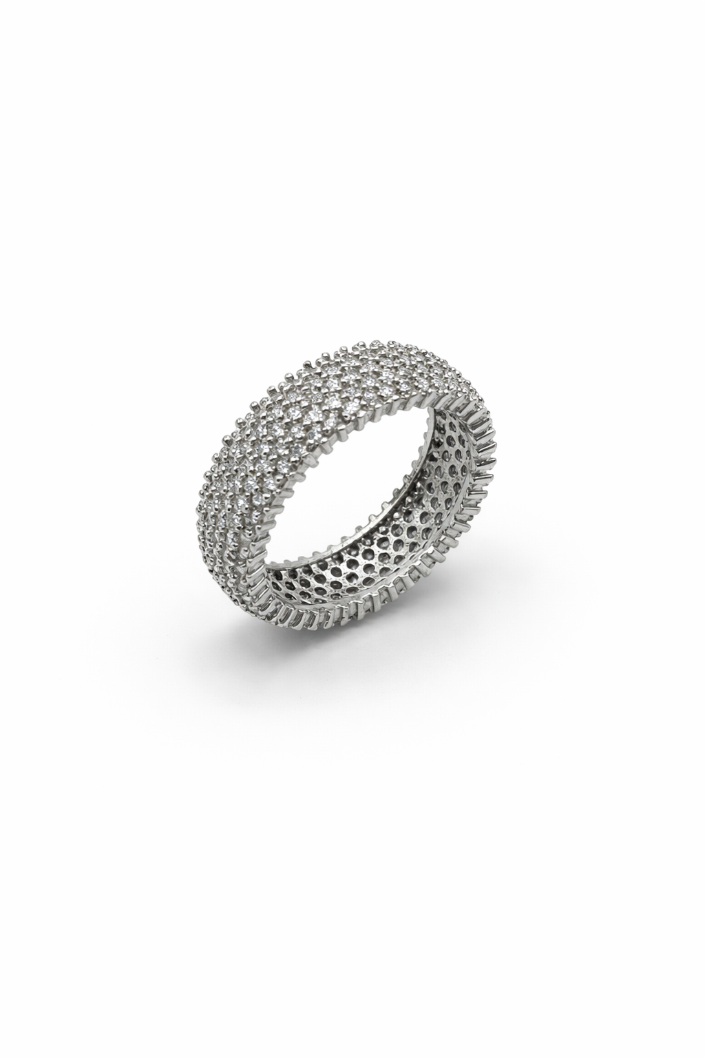 Full Pavé Eternity Band Ring – Silver Tone