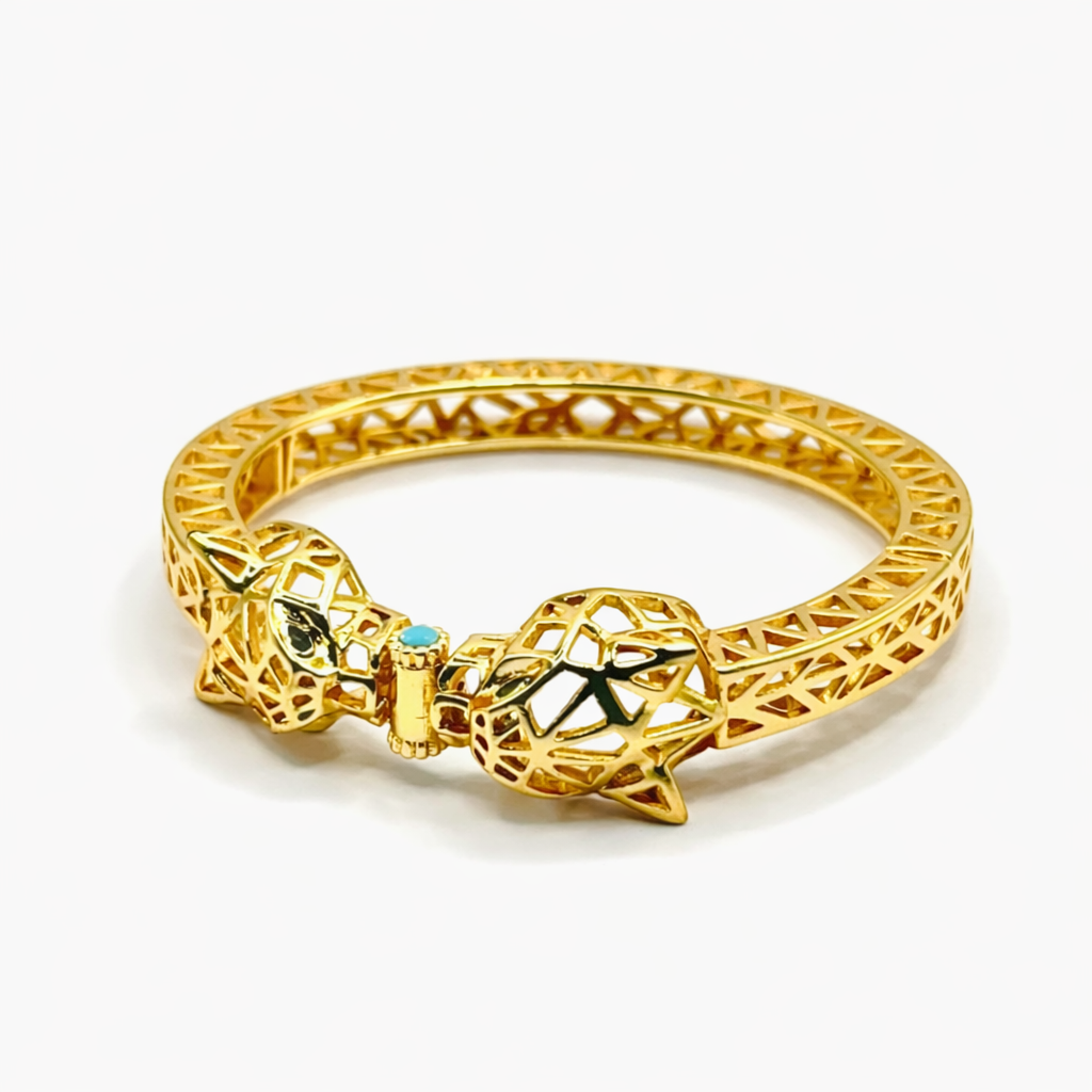 Filigree Elephant Bangle Bracelet – Gold Colored