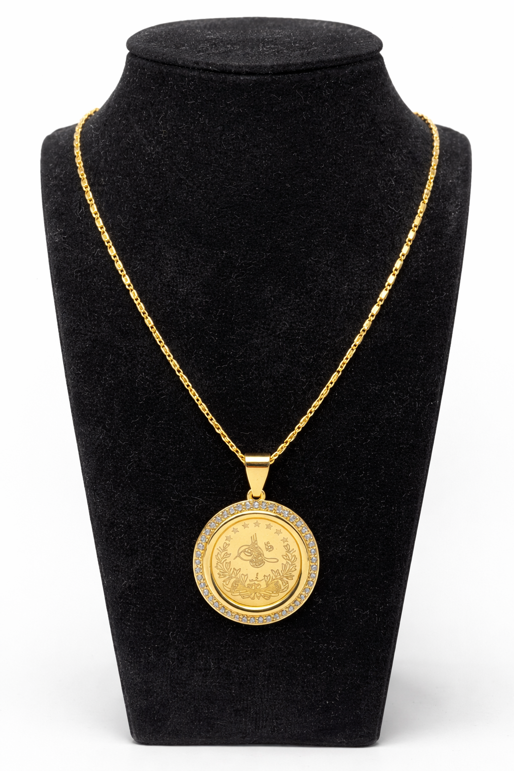 Ottoman Star & Crescent Medallion Necklace – Gold Colored