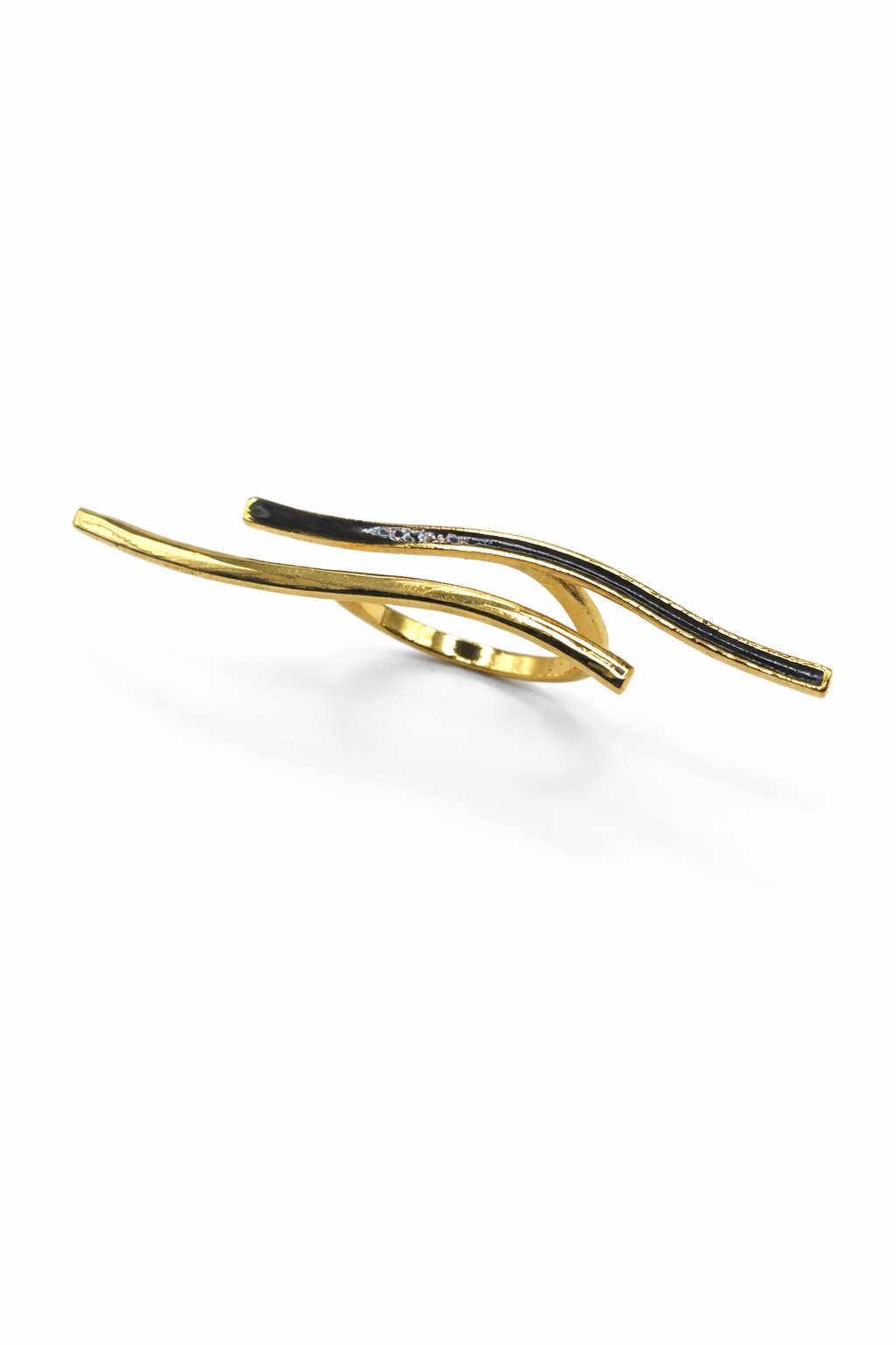DUPE - Flowing Curve Emerald Inlay Ring – Gold Colored